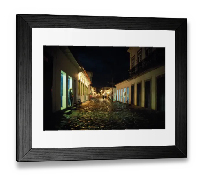 Framed Print : Brazil, Rio de Janeiro, Parati, cobbled street at night Framed Print : Brazil, Rio de Janeiro, Parati, cobbled street at night