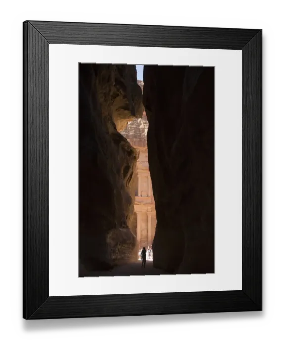 Framed Print : Glimpse of The Treasury in the ancient city of Petra that is revealed at the bottom of the canyon. Petra, Jordan Framed Print : Glimpse of The Treasury in the ancient city of Petra that is revealed at the bottom of the canyon. Petra, Jordan