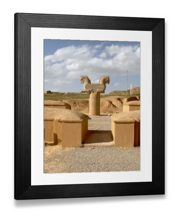Framed Print : Persepolis ancient ruins in Iran - Simorgh mythical bird stone carving Framed Print : Persepolis ancient ruins in Iran - Simorgh mythical bird stone carving