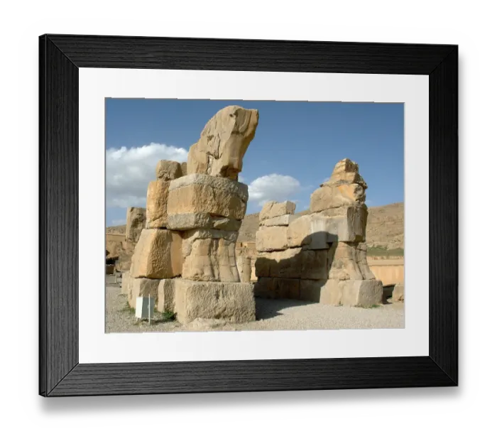 Framed Print : Mysterious ancient stone horses gate of Persepolis - Iran Framed Print : Mysterious ancient stone horses gate of Persepolis - Iran