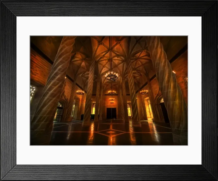 Framed Print : Column and illuminated chandelier, low angle view Framed Print : Column and illuminated chandelier, low angle view
