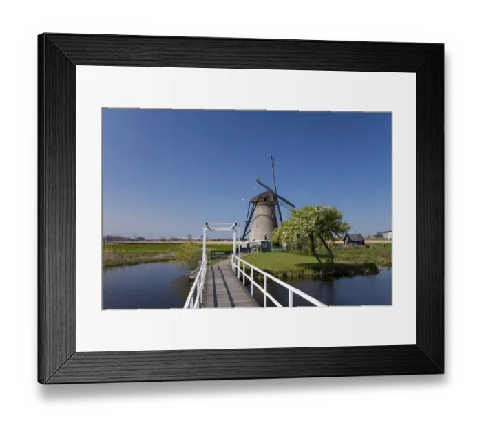 Framed Print : Windmill and Bridge at Kinderdijk Framed Print : Windmill and Bridge at Kinderdijk