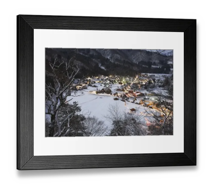 Framed Print : Traditional Shirakawa-go Village in Winter Framed Print : Traditional Shirakawa-go Village in Winter