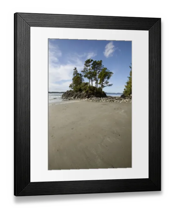 Framed Print : An Island At Tonquin Beach Along The Lighthouse Trail; Tofino British Columbia Canada