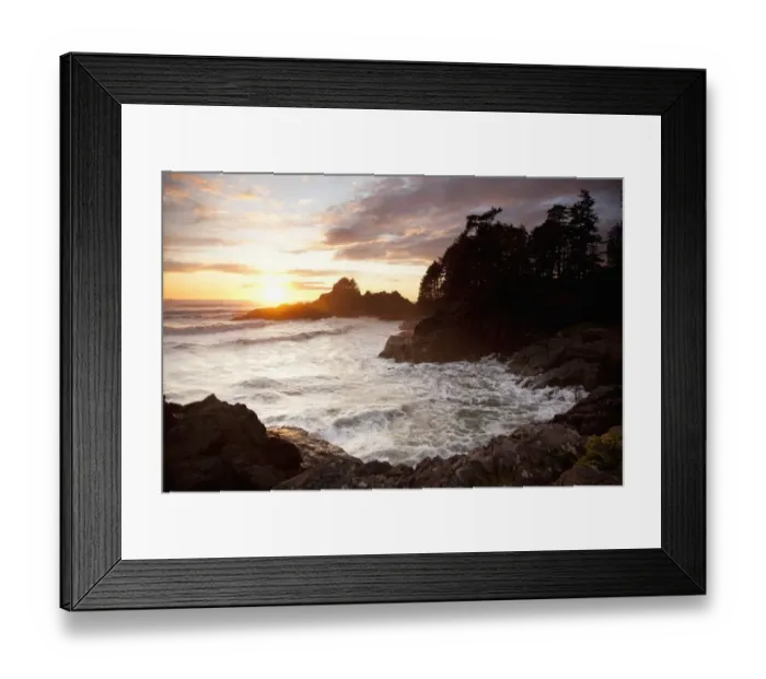 Framed Print : Waves At Cox Bay And Sunset Point At Sunset Near Tofino; British Columbia Canada Framed Print : Waves At Cox Bay And Sunset Point At Sunset Near Tofino; British Columbia Canada