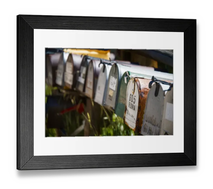 Framed Print : Mailboxes in Rural Setting Framed Print : Mailboxes in Rural Setting