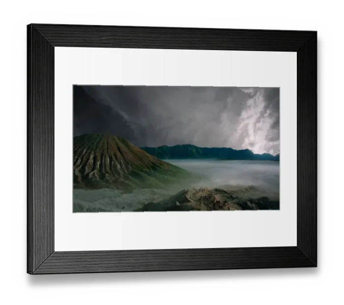 Framed Print : Indonesia, Java, people climbing Mount Bromo, elevated view Framed Print : Indonesia, Java, people climbing Mount Bromo, elevated view