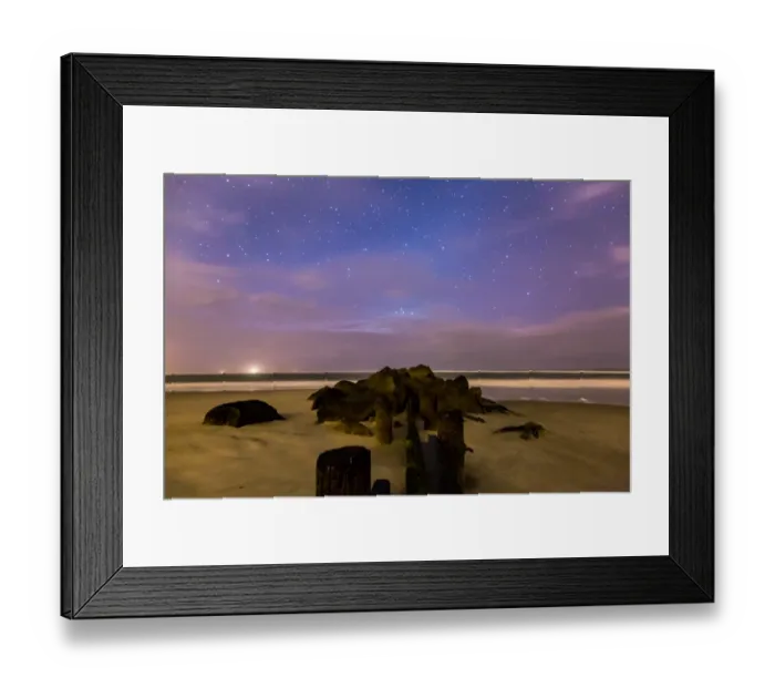 Framed Print : Stardust. Stars above Folly Beach with some interesting clouds