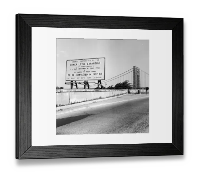 Framed Print : black & white;format square;sign;road bridge;Transport Infrastructure;North America;3L Framed Print : black & white;format square;sign;road bridge;Transport Infrastructure;North America;3L