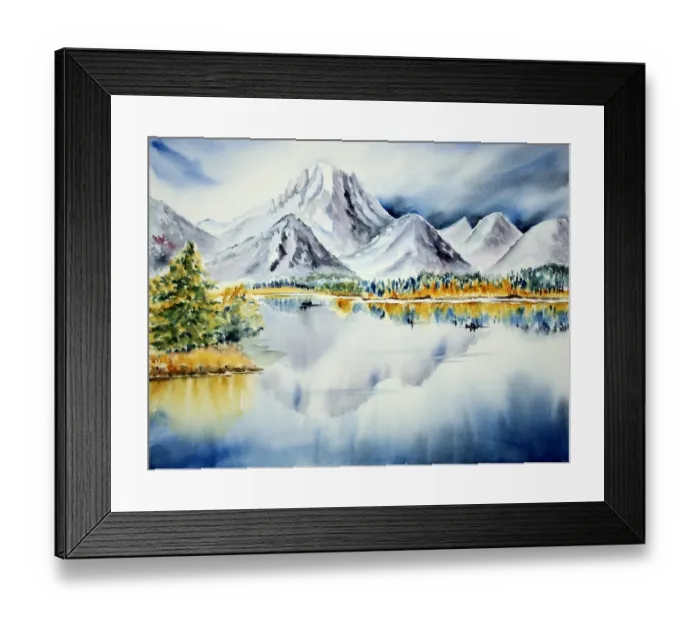 Framed Print : Oxbow bend - mountains, lake, reflection Framed Print : Oxbow bend - mountains, lake, reflection