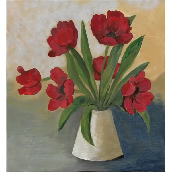 Oil panted tulip flower arrangement