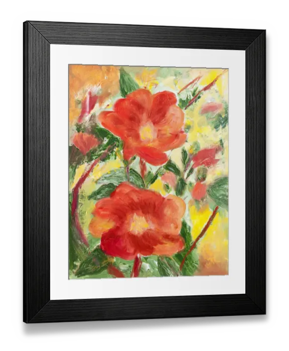 Framed Print : Summer roses painting Framed Print : Summer roses painting