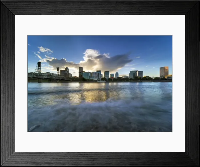 Framed Print : Clouds and Waves along Willamette River in downtown Portland Oregon Framed Print : Clouds and Waves along Willamette River in downtown Portland Oregon