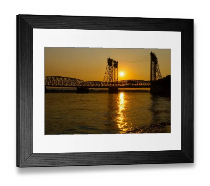Framed Print : Golden Sunset Over Interstate Bridge Framed Print : Golden Sunset Over Interstate Bridge