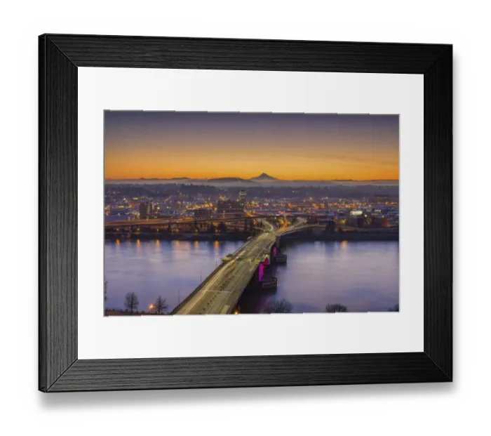 Framed Print : Mount Hood and Morrison Bridge Framed Print : Mount Hood and Morrison Bridge