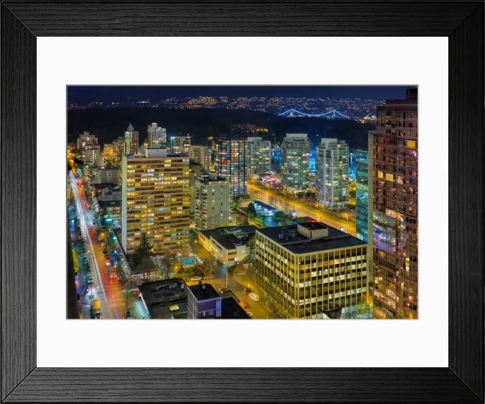 Framed Print : Night Life on the other End of Robson Street
