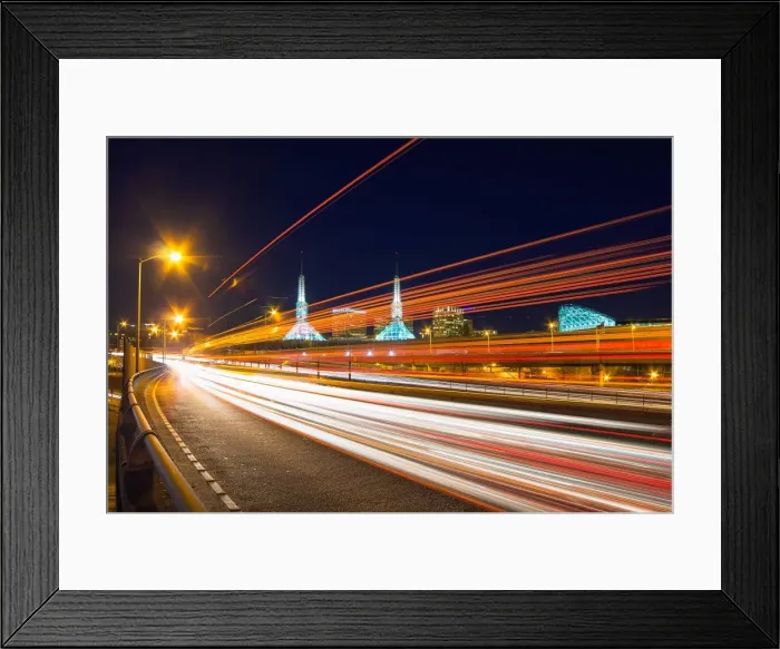 Framed Print : The Flash. Interstate Freeway Light Trails in Portland Oregon Framed Print : The Flash. Interstate Freeway Light Trails in Portland Oregon