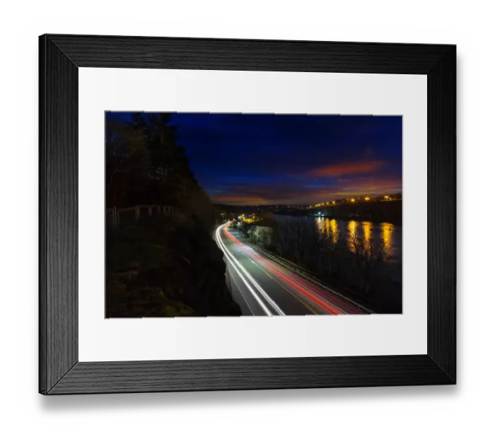 Framed Print : Light Trails in Oregon City at Night