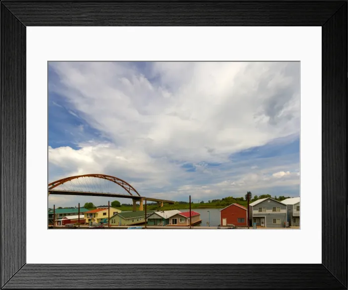 Framed Print : Floating Homes by Sauvie Island Bridge Framed Print : Floating Homes by Sauvie Island Bridge