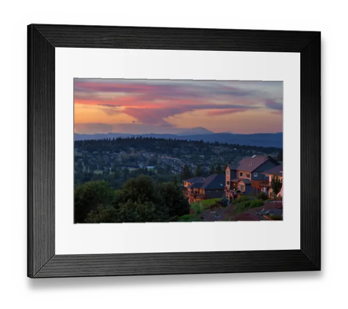 Framed Print : Luxury Residential Estate in Happy Valley Oregon at Sunset Framed Print : Luxury Residential Estate in Happy Valley Oregon at Sunset