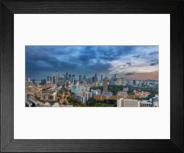 Framed Print : Singapore sklyine at Twilight Panorama Framed Print : Singapore sklyine at Twilight Panorama