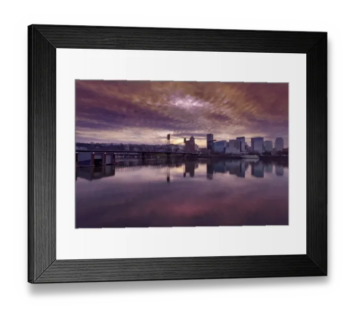 Framed Print : Portland DOwntown Skyline Sunset Framed Print : Portland DOwntown Skyline Sunset
