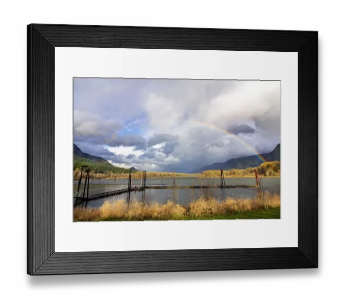 Framed Print : Rainbow over Columbia River Framed Print : Rainbow over Columbia River