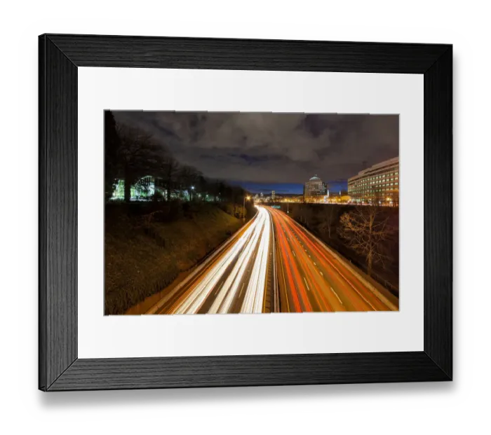 Framed Print : Portland Freeway Light Trails to Downtown Framed Print : Portland Freeway Light Trails to Downtown