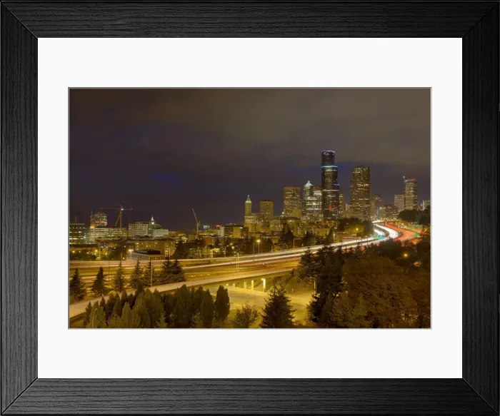 Framed Print : Seattle City Freeway at Night Framed Print : Seattle City Freeway at Night