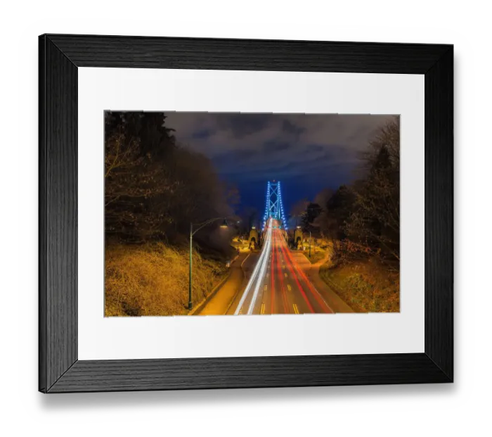Framed Print : Lions gate bridge light trails Framed Print : Lions gate bridge light trails