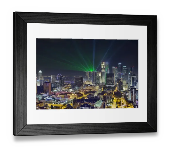 Framed Print : Light Show Over Singapore City at Night Framed Print : Light Show Over Singapore City at Night
