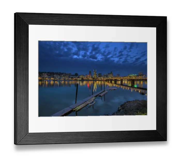 Framed Print : Portland Waterfront at Blue Hour Framed Print : Portland Waterfront at Blue Hour