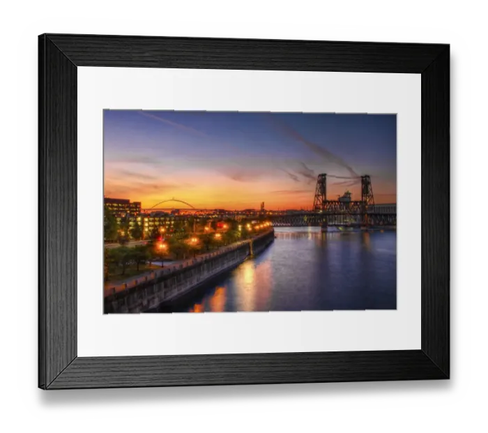 Framed Print : Sunset Over Willamette River Portland Oregon Framed Print : Sunset Over Willamette River Portland Oregon