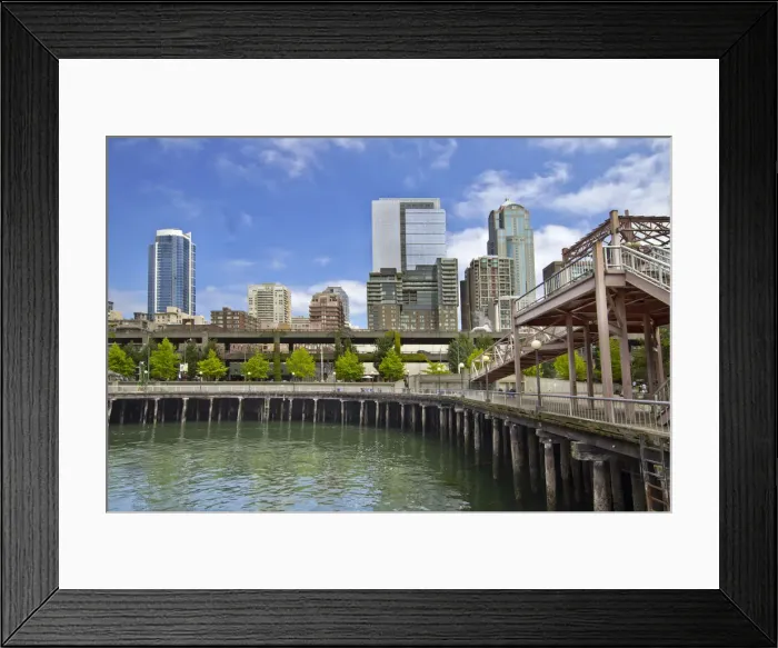 Framed Print : Seattle Washington Skyline by the Pier Framed Print : Seattle Washington Skyline by the Pier