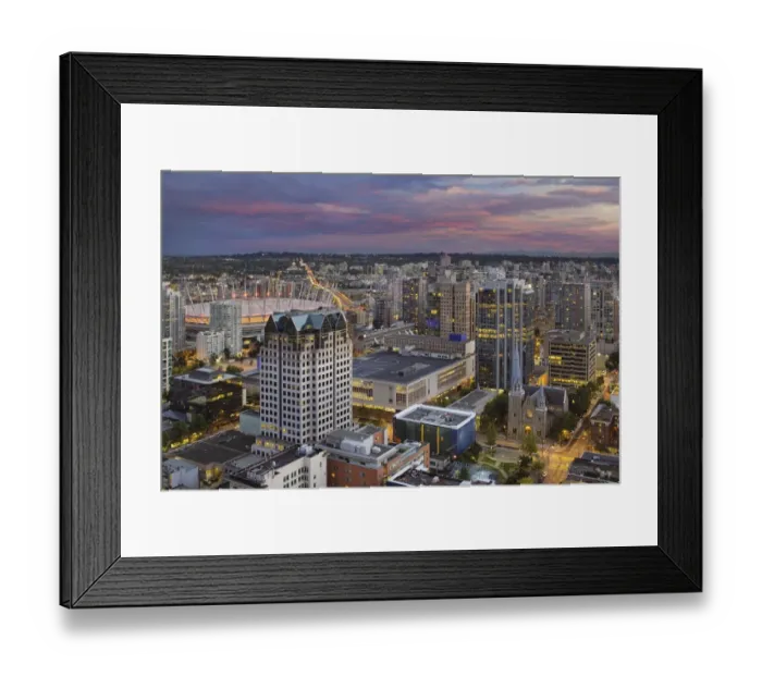 Framed Print : Vancouver BC Canada City at Sunset Framed Print : Vancouver BC Canada City at Sunset