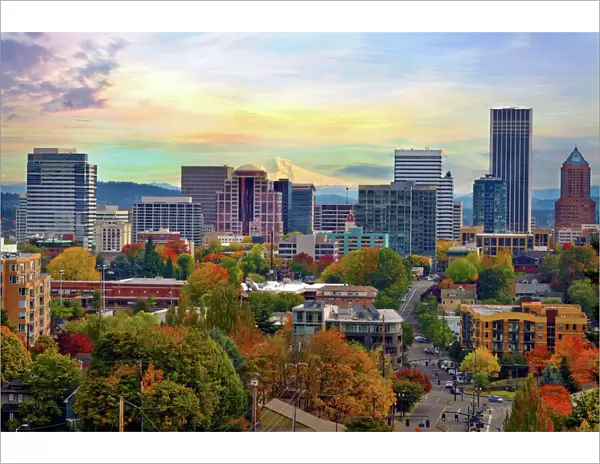 Portland Oregon Downtown Cityscape in the Fall