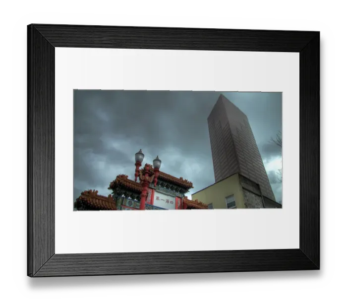 Framed Print : Living in Harmony, Chinatown with Modern Building