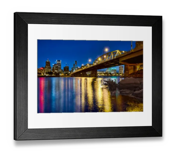 Framed Print : Portland Oregon waterfront skyline at Blue Hour Framed Print : Portland Oregon waterfront skyline at Blue Hour