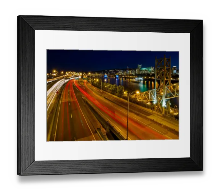 Framed Print : Portland Oregon downtown skyline at night Framed Print : Portland Oregon downtown skyline at night