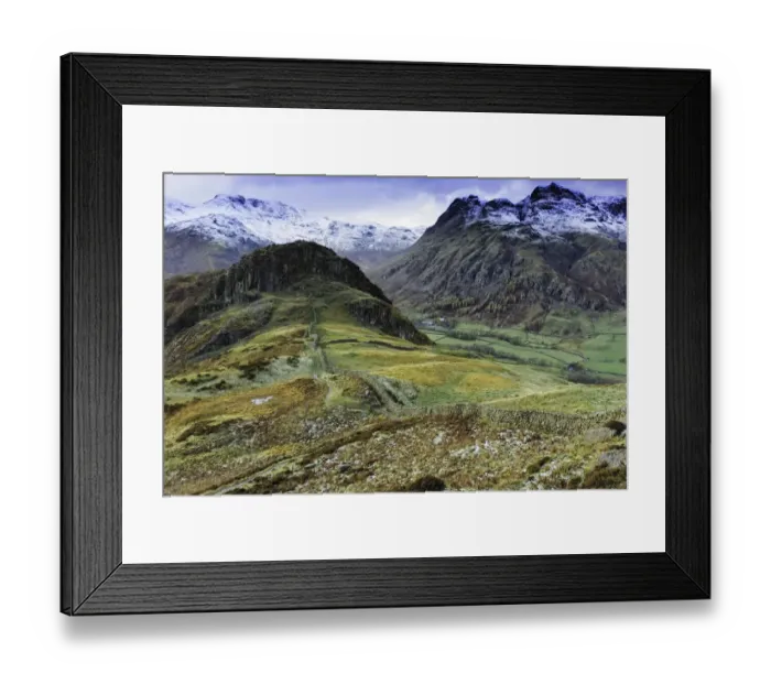 Framed Print : Langdale Pikes from Lingmoor Fell Framed Print : Langdale Pikes from Lingmoor Fell