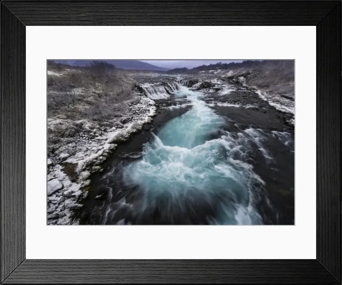 Framed Print : Bruarfoss. The waterfall at Bruarfoss cascades over a rift or fault in the river bed