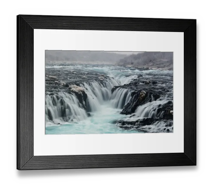 Framed Print : Bruarfoss. The waterfalls at Bruarfoss fall over a fault or rift in the river bed