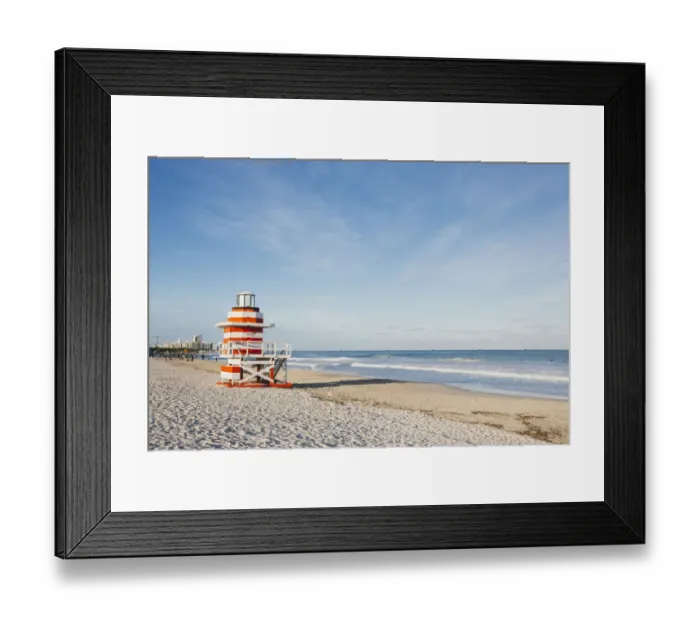 Framed Print : Lifeguard hut stylized as lighthouse in South Beach, Miami, Florida, USA Framed Print : Lifeguard hut stylized as lighthouse in South Beach, Miami, Florida, USA