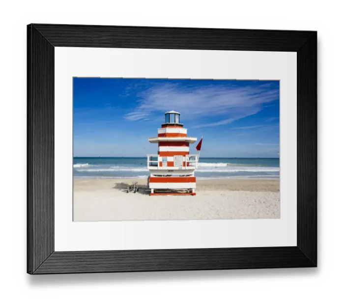 Framed Print : Lifeguard hut stylized as lighthouse in South Beach, Miami, Florida, USA Framed Print : Lifeguard hut stylized as lighthouse in South Beach, Miami, Florida, USA