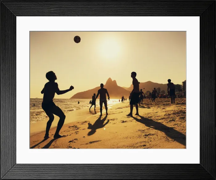 Framed Print : People playing football at Ipanema Beach in Rio Framed Print : People playing football at Ipanema Beach in Rio