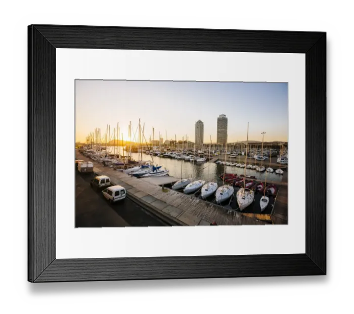 Framed Print : Yachts and boats moored at Port Olimpic in Barcelona, Spain Framed Print : Yachts and boats moored at Port Olimpic in Barcelona, Spain