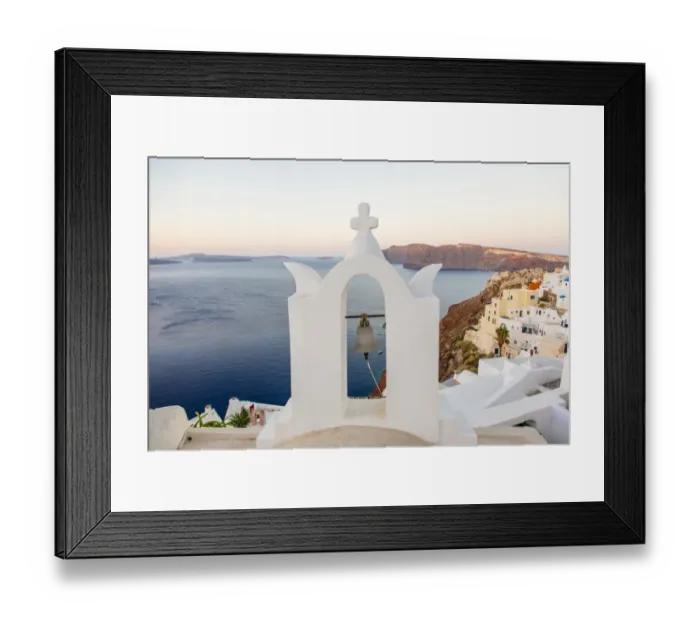Framed Print : Church bell tower in Oia village, Santorini, Cyclades, Greece Framed Print : Church bell tower in Oia village, Santorini, Cyclades, Greece
