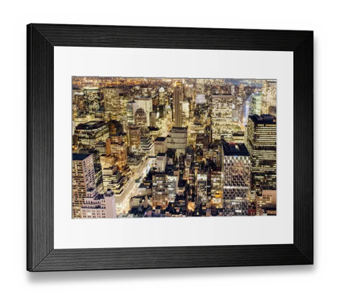 Framed Print : Illuminated skyscrapers of Manhattan at night, New York City, NY, USA Framed Print : Illuminated skyscrapers of Manhattan at night, New York City, NY, USA