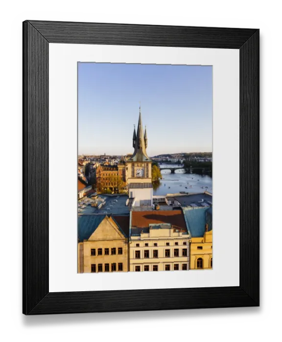 Framed Print : Prague skyline with Clock Tower and Vltava River, Czech Republic Framed Print : Prague skyline with Clock Tower and Vltava River, Czech Republic