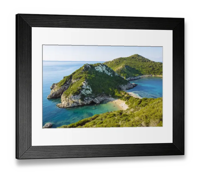 Framed Print : High angle view of Porto Timoni beach, Corfu, Ionian Islands, Greece Framed Print : High angle view of Porto Timoni beach, Corfu, Ionian Islands, Greece